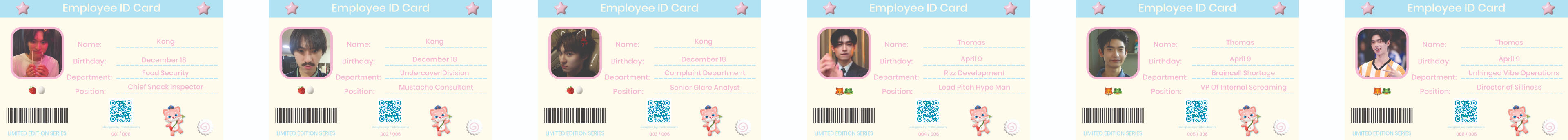 novelty id card collection